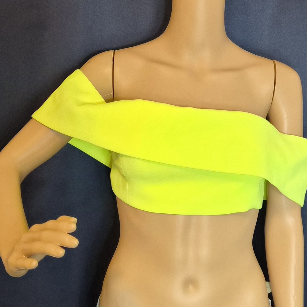 House of CB Bright Yellow Asymmetric Crop Top